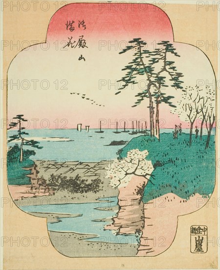 Cherry Blossoms in Full Bloom at Goten Hill (Gotenyama manka), section of a sheet..., 1857. Creator: Ando Hiroshige.