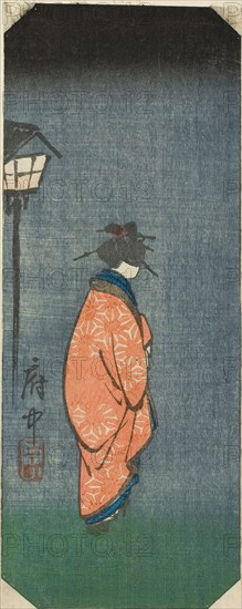 Nichomachi in Fuchu, section of sheet no. 6 from the series "Pictures of the Fifty-three..., 1856. Creator: Ando Hiroshige.