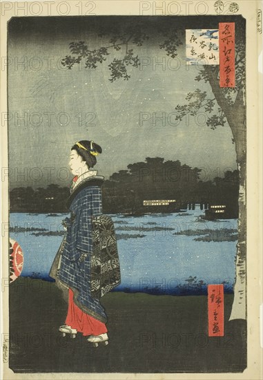 Night View of Matsuchi Hill and the San’ya Canal (Matsuchiyama San’yabori yakei), from the..., 1857. Creator: Ando Hiroshige.