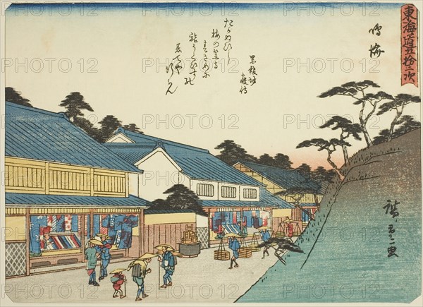 Narumi, from the series "Fifty-three Stations of the Tokaido (Tokaido gojusan tsugi)..., c. 1837/42. Creator: Ando Hiroshige.