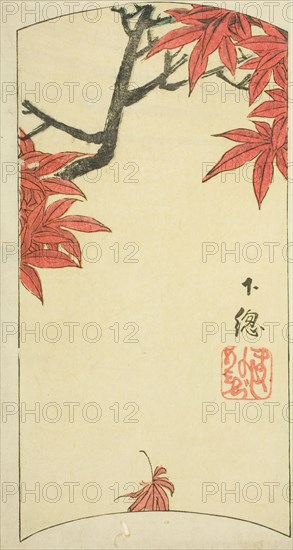 Maple Leaves in Shimosa Province (Shimosa, momiji), section of sheet no. 7 from the series..., 1852. Creator: Ando Hiroshige.