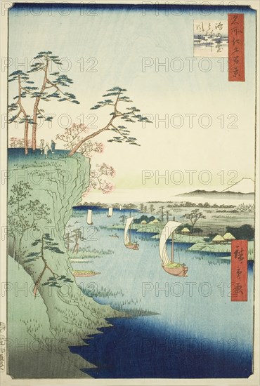 View of Konodai and the Tone River (Konodai Tonegawa fukei), from the series "One Hundred..., 1856. Creator: Ando Hiroshige.