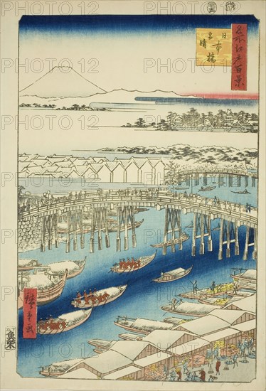 Clear Weather After Snow at Nihon Bridge (Nihonbashi yukibare), from the series "One..., 1856. Creator: Ando Hiroshige.