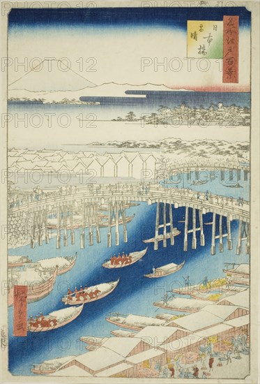 Clear Weather After Snow at Nihon Bridge (Nihonbashi yukibare), from the series "One Hundred...,1856 Creator: Ando Hiroshige.