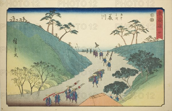 Fujikawa—No. 38, from the series "Fifty-three Stations of the Tokaido (Tokaido gojusan...,c.1847/52. Creator: Ando Hiroshige.