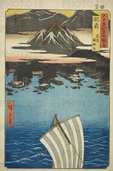 Hizen Province: Mount Inasa in Nagasaki (Hizen, Nagasaki Inasayama), from the series "Famo..., 1853. Creator: Ando Hiroshige.