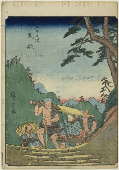 Okabe, from the series "Fifty-three Stations [of the Tokaido] (Gojusan tsugi)," also known..., 1852. Creator: Ando Hiroshige.