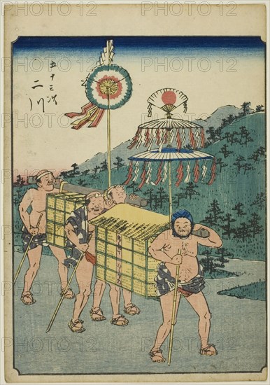 Futagawa, from the series "Fifty-three Stations [of the Tokaido] (Gojusan tsugi)," also..., 1852. Creator: Ando Hiroshige.
