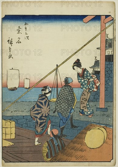 Kuwana, from the series "Fifty-three Stations [of the Tokaido] (Gojusan tsugi)," also known...,1852. Creator: Ando Hiroshige.