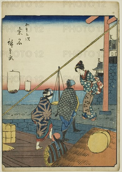 Kuwana, from the series "Fifty-three Stations [of the Tokaido] (Gojusan tsugi)," also known...,1852. Creator: Ando Hiroshige.