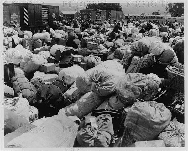 Japanese relocation, California, 1942. Creator: Dorothea Lange.