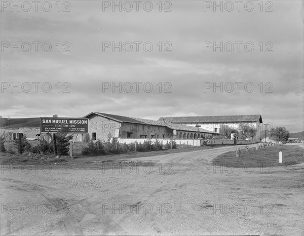 San Miguel Mission, erected 1797 by the Franciscan Fathers, California, 1936. Creator: Dorothea Lange.