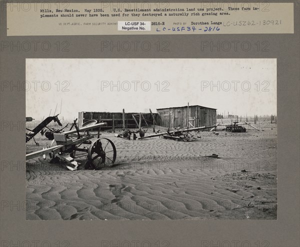 These farm implements should never have been used for they destroyed..., Mills, New Mexico, 1935. Creator: Dorothea Lange.