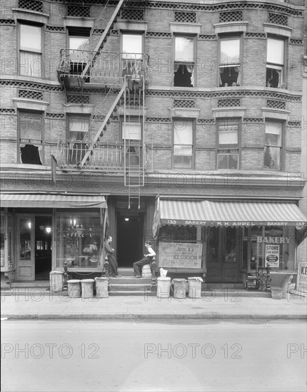 Background photo for Hightstown project, 133 Avenue D, New York City, 1936. Creator: Dorothea Lange.