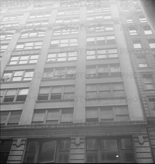 Background photgraph for Hightstown project, Garment factory on West Twenty-first Street, NY,1936. Creator: Dorothea Lange.