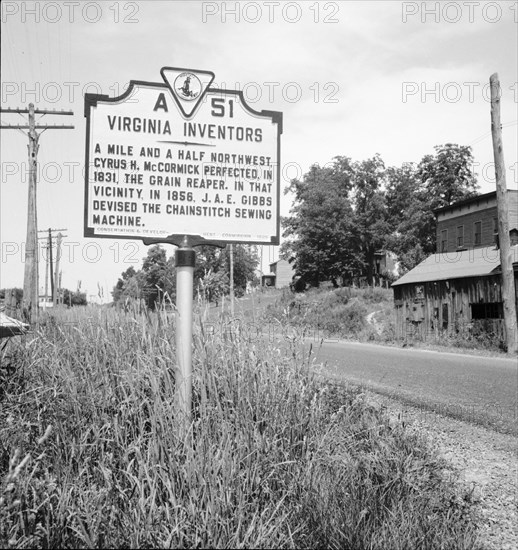 Roadsign at Steele's Tavern, Virginia, 1936. Creator: Dorothea Lange.