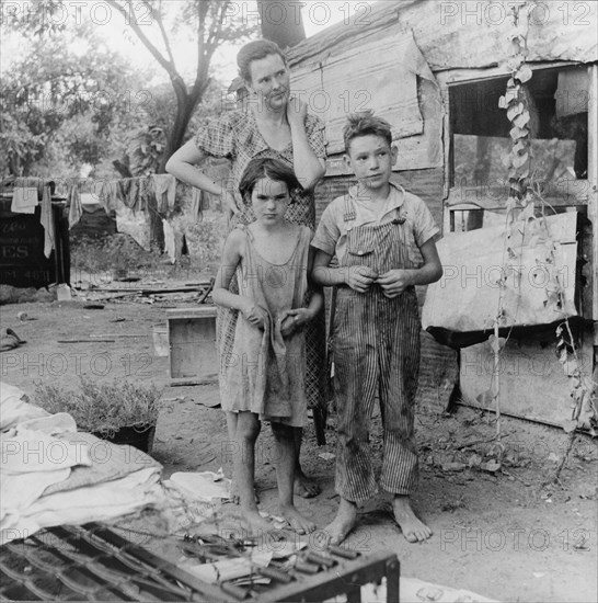 People living in miserable poverty, Elm Grove, Oklahoma County, Oklahoma, 1936. Creator: Dorothea Lange.