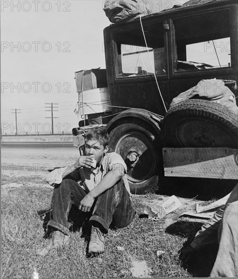 Son of depression refugee from Oklahoma now in California, 1936. Creator: Dorothea Lange.