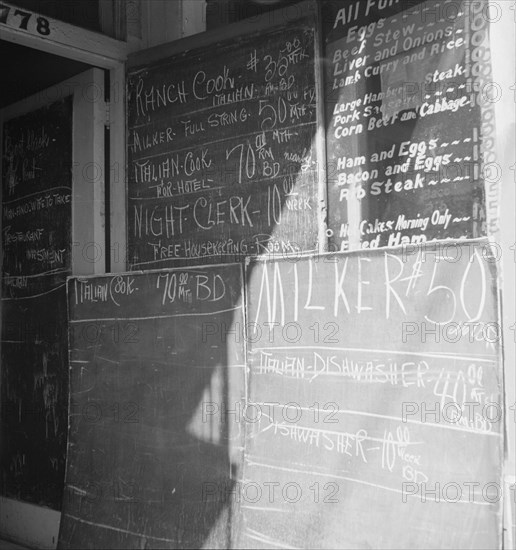 Employment office on Howard Street, San Francisco, California, 1937. Creator: Dorothea Lange.