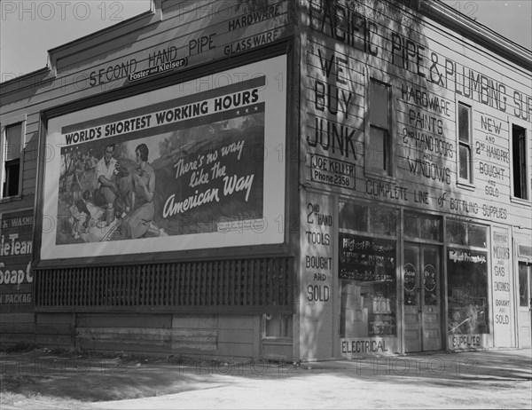 Billboard on U.S. Highway 99 in California, 1937. Creator: Dorothea Lange.