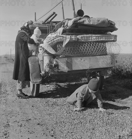 Missouri family..., seven months from the drought area, Tracy (vicinity), California, 1937. Creator: Dorothea Lange.