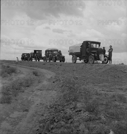 Drought refugee families from Oklahoma on road to Roswell, New Mexico, near Lordsburg, 1937. Creator: Dorothea Lange.