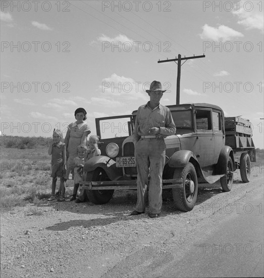 Migrant oil worker and family near Odessa, Texas, 1937. Creator: Dorothea Lange.