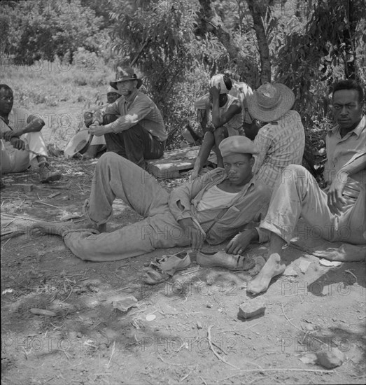 Lunchtime for cotton hoers, Mississippi Delta, 1937. Creator: Dorothea Lange.