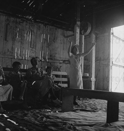 Victory through Christ Society holding its Sunday Morning Revival..., Dos Palos, California, 1938. Creator: Dorothea Lange.