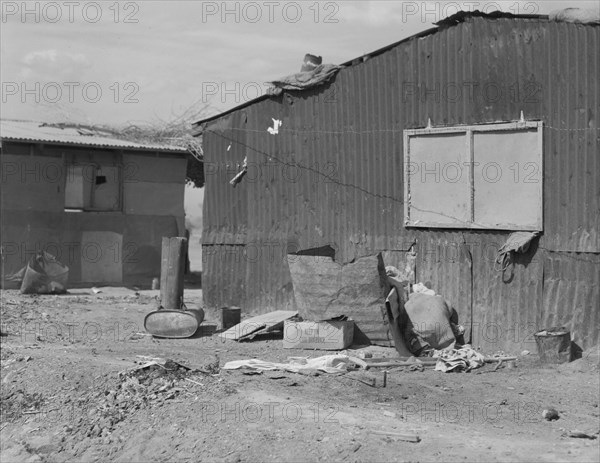 Housing for migratory cotton field laborers near Casa Grande, Arizona, 1937. Creator: Dorothea Lange.
