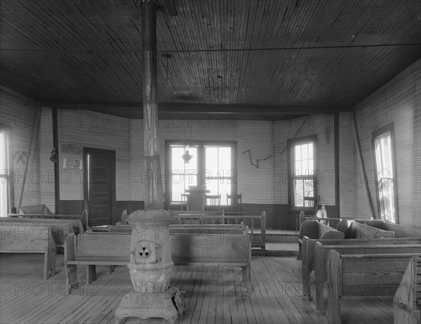 Interior of Negro church of the Mississippi Delta, 1937. Creator: Dorothea Lange.