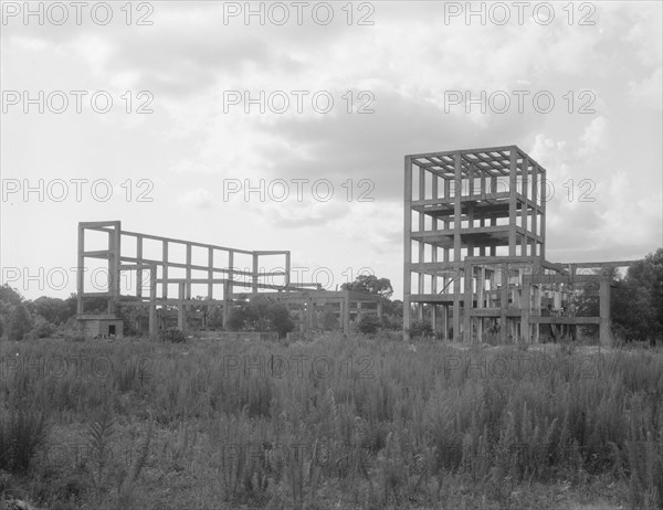 What is left of the alcohol plant, built to utilize refuse, Fullerton, Louisiana, 1937. Creator: Dorothea Lange.