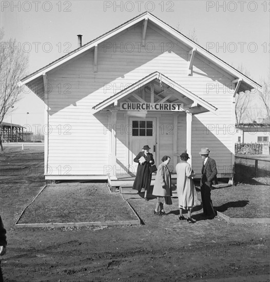 Sunday morning service, Tranquillity, California, 1938. Creator: Dorothea Lange.