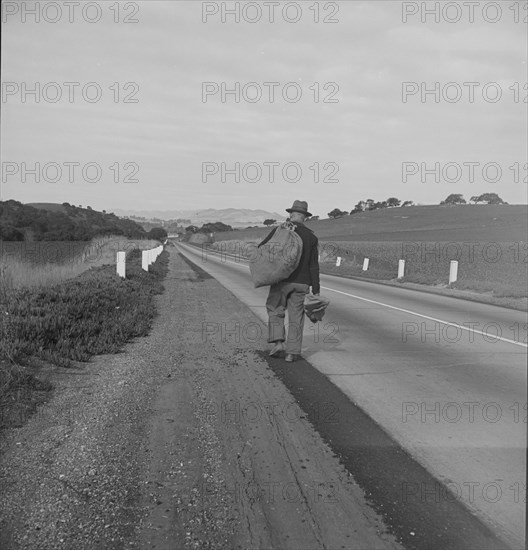 Itinerant worker on U.S. 101 near San Luis Obispo, California  , 1939. Creator: Dorothea Lange.