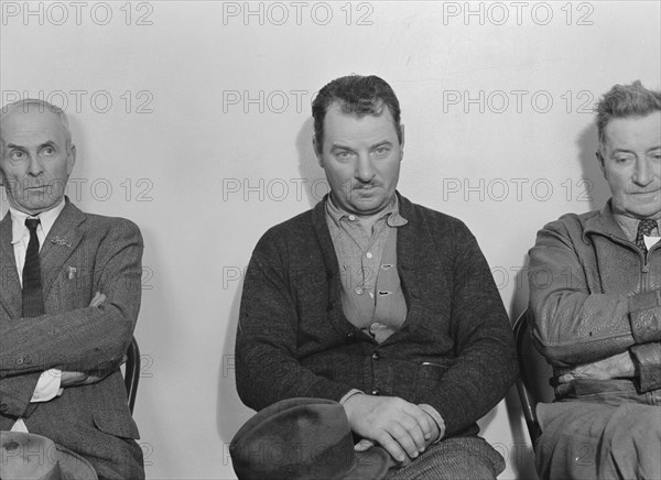 Farm Security clients during applications for aid under Tenant Purchase Act, Stockton, CA, 1938. Creator: Dorothea Lange.