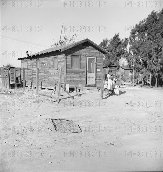 Housing for Negroes in a new district on the edge..., Bakersfield, Kern County, California, 1939. Creator: Dorothea Lange.