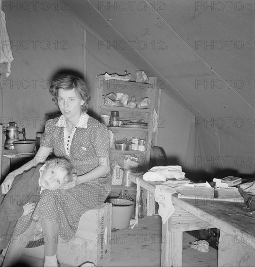 Young mother, aged twenty-two..., FSA mobile camp, Merrill, Klamath County, Oregon, 1939. Creator: Dorothea Lange.