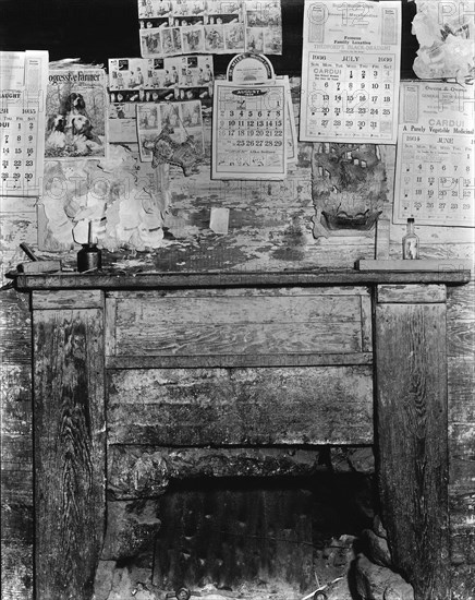 Fireplace in Frank Tengle's home, Hale County, Alabama, 1936. Creator: Walker Evans.