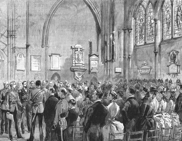 ''Lord Wolsely unveiling the memorial windows in Rochester Cathedral to General Gordon and the Offic Creator: Unknown.