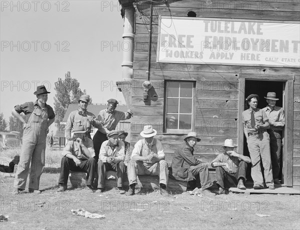 California State Employment Service office, Tulelake, Siskiyou County, California, 1939. Creator: Dorothea Lange.
