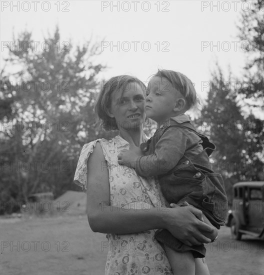 Champion hop picker in squatter camp before the season..., Washington, Yakima Valley, 1939 Creator: Dorothea Lange.