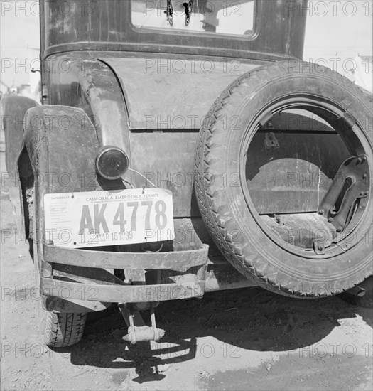 Temporary auto license, California, 1939. Creator: Dorothea Lange.