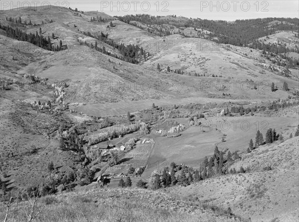 Possibly: Looking down on Ola self-help co-op mill showing the upper end..., Gem County, Idaho, 1939 Creator: Dorothea Lange.