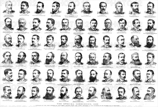 ''The Special Commission, 1888; Portraits of the Irish Members of Parliament against whom the "Times Creator: Unknown.