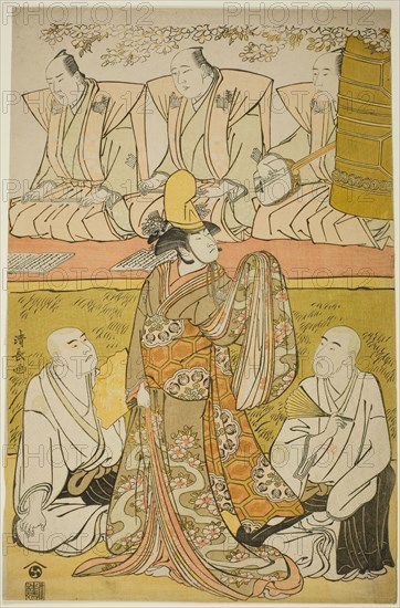 The Actor Nakamura Nakazo I as the Shirabyoshi Katsuragi, Matsumoto Koshiro IV as the monk..., 1783. Creator: Torii Kiyonaga.