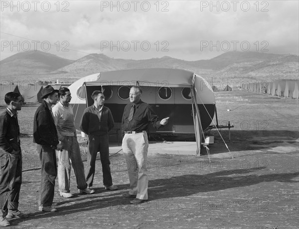 Four young migratory potato pickers, travelling together..., Merrill, Klamath County, Oregon, 1939. Creator: Dorothea Lange.