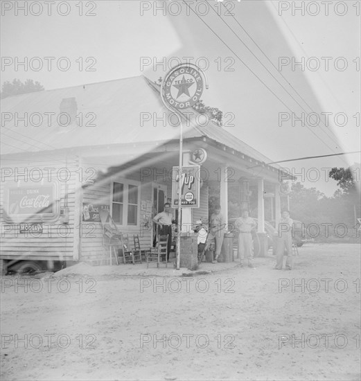 Rural filling station becomes community..., 4 July, near Chapel Hill, North Carolina, 1939 Creator: Dorothea Lange.