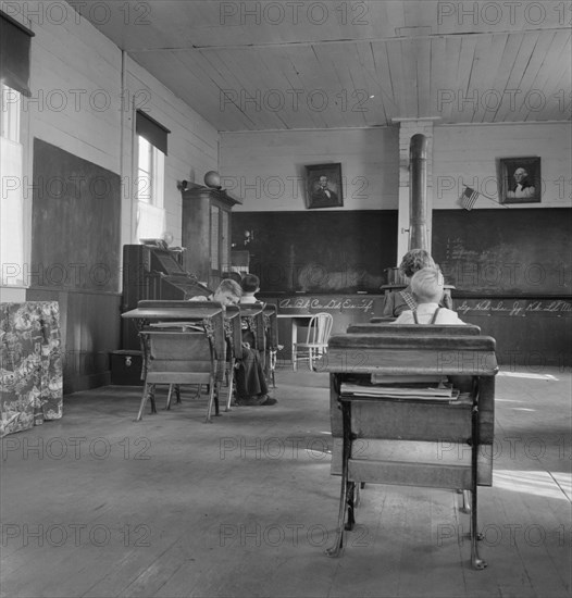 9:00 a.m., four pupils attend this day...eastern Oregon county school, Baker County, Oregon, 1939. Creator: Dorothea Lange.