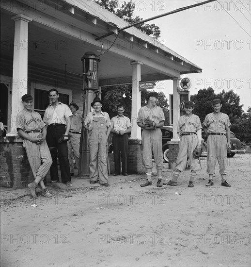 Rural filling stations become community centers, near Chapel Hill, North Carolina, 1939. Creator: Dorothea Lange.