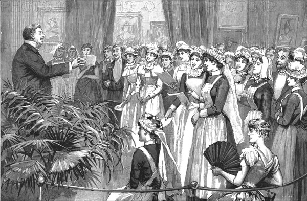 ''Conversazione of the British Nurses Association at the Grosvenor Gallery, Bond Street; Mr. Corney Creator: Unknown.
